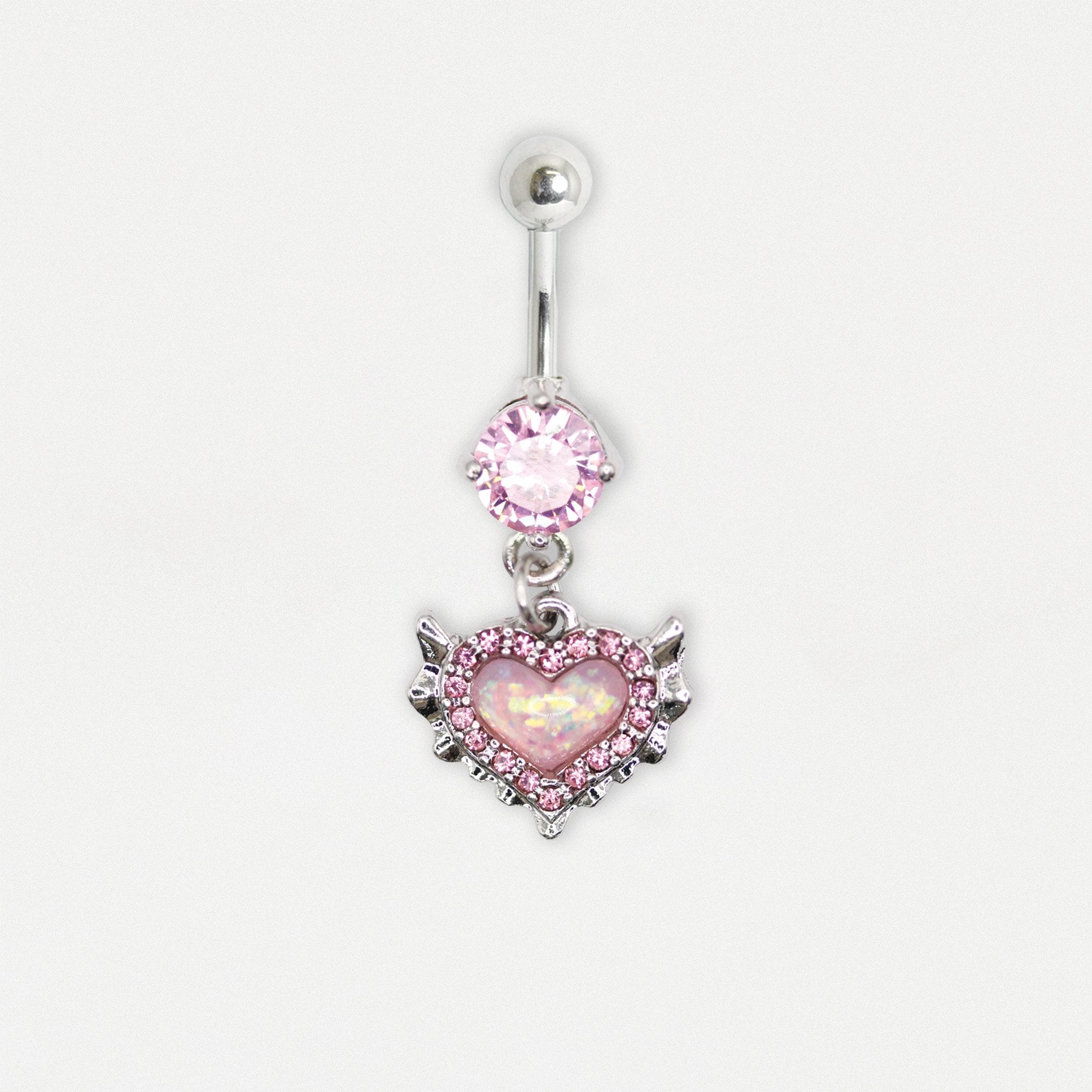 Steel Devilishly Pink Heart Belly Bar