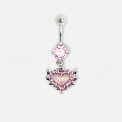 Steel Devilishly Pink Heart Belly Bar
