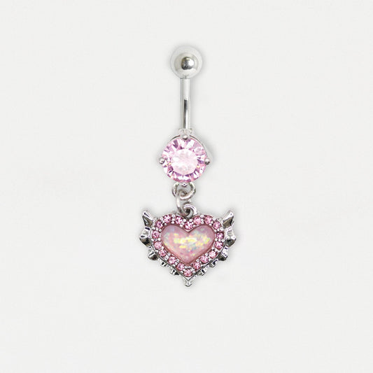 Steel Devilishly Pink Heart Belly Bar