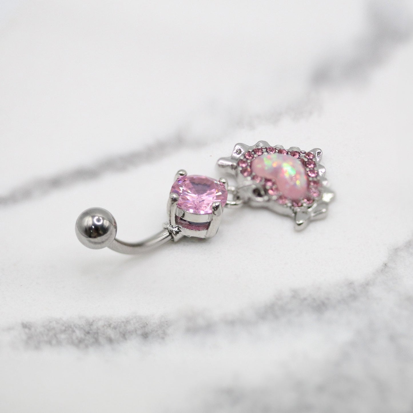 Steel Devilishly Pink Heart Belly Bar