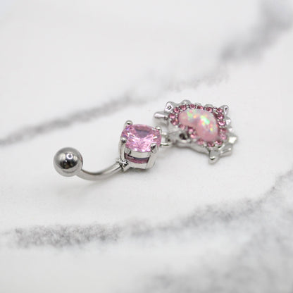 Steel Devilishly Pink Heart Belly Bar