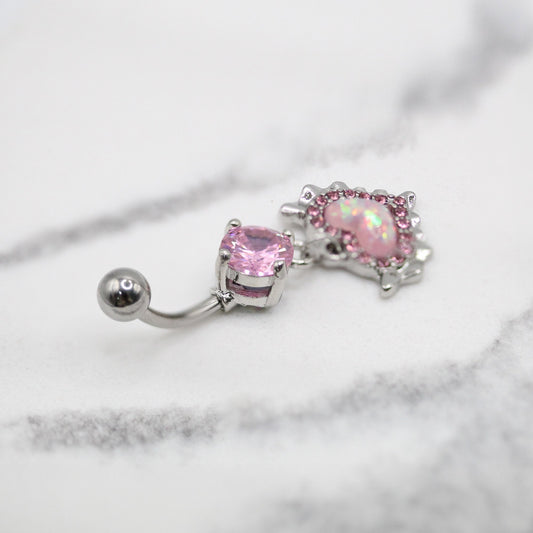 Steel Devilishly Pink Heart Belly Bar