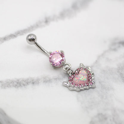 Steel Devilishly Pink Heart Belly Bar