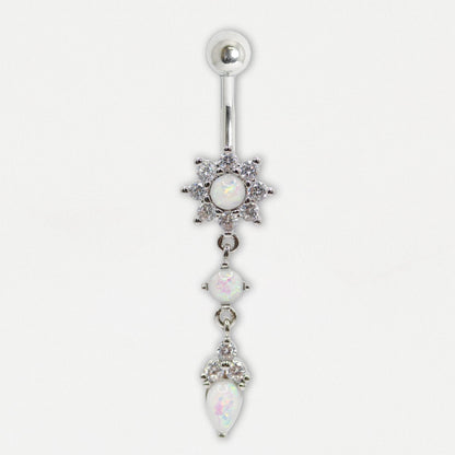 Navel Bar with Opal Bloom