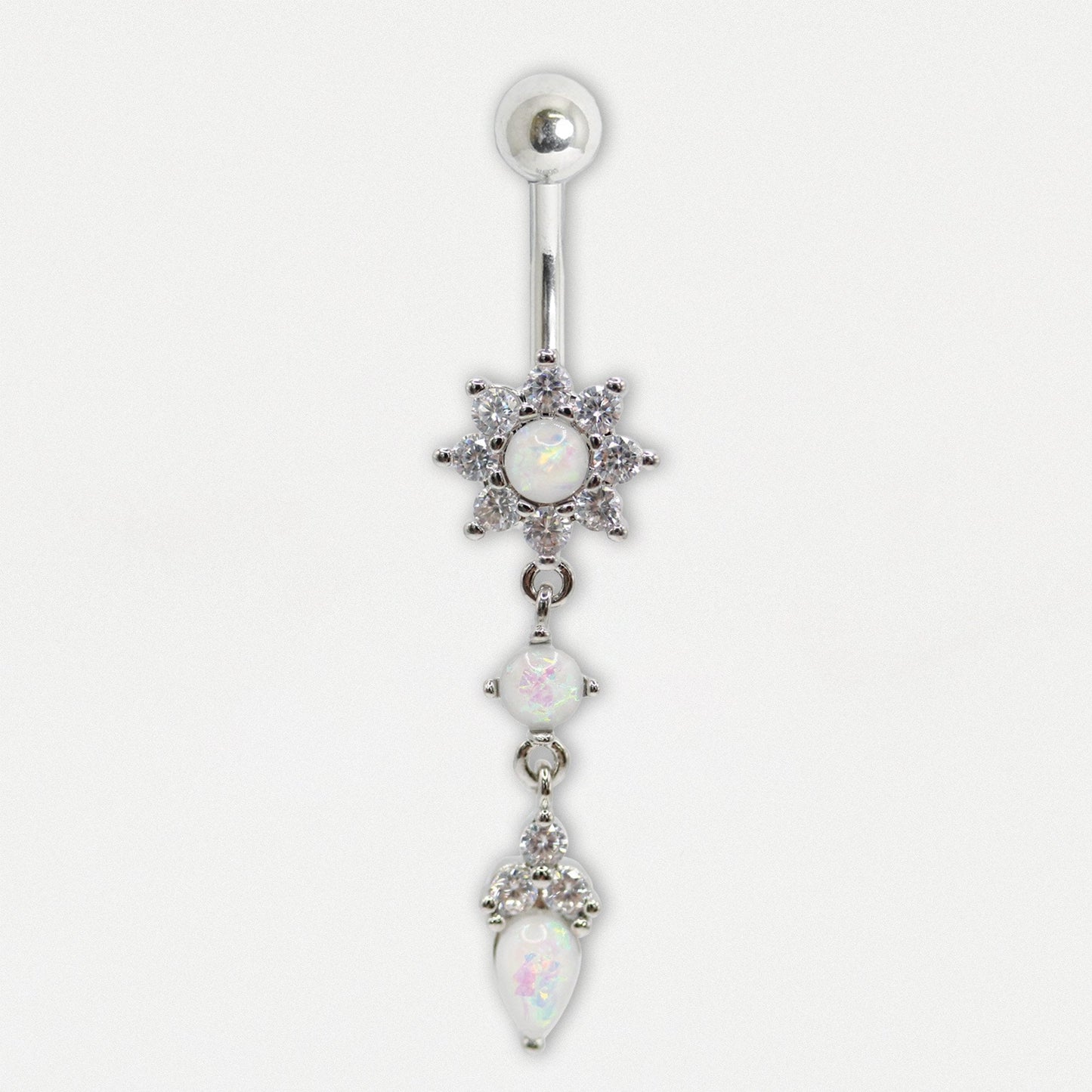 Navel Bar with Opal Bloom