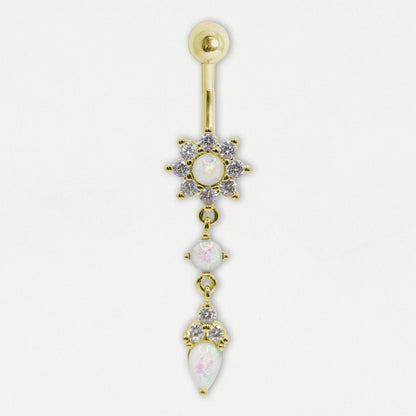 Navel Bar with Opal Bloom