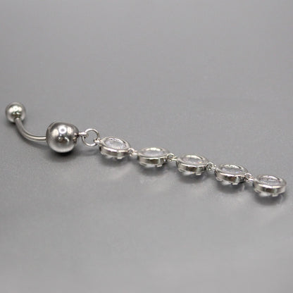 Steel Crystal Cascade Belly Bar