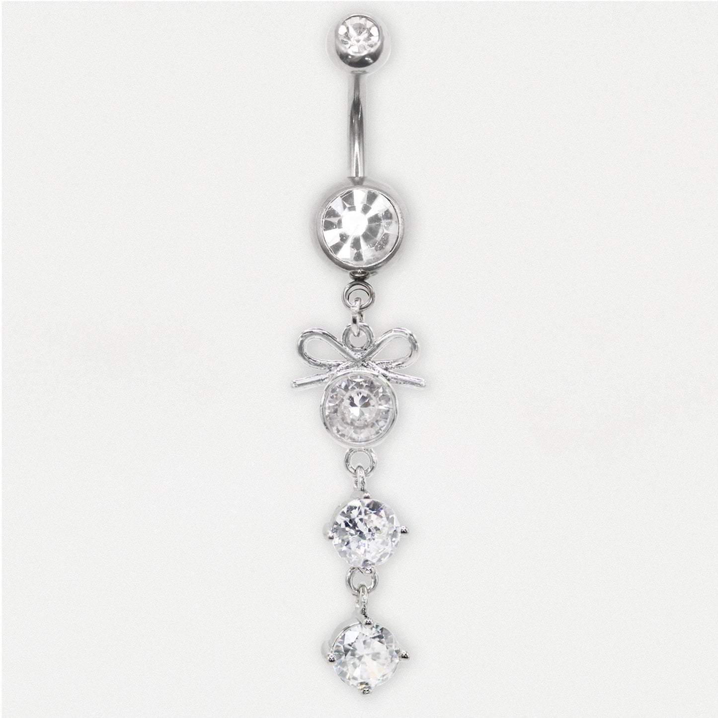 Steel Triple Sparkle Bow Navel Ring