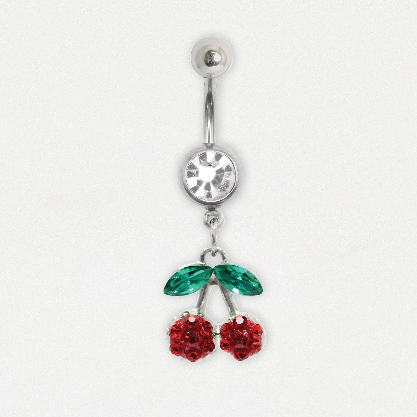 Steel Navel Bar with Sweet Cherry Charm