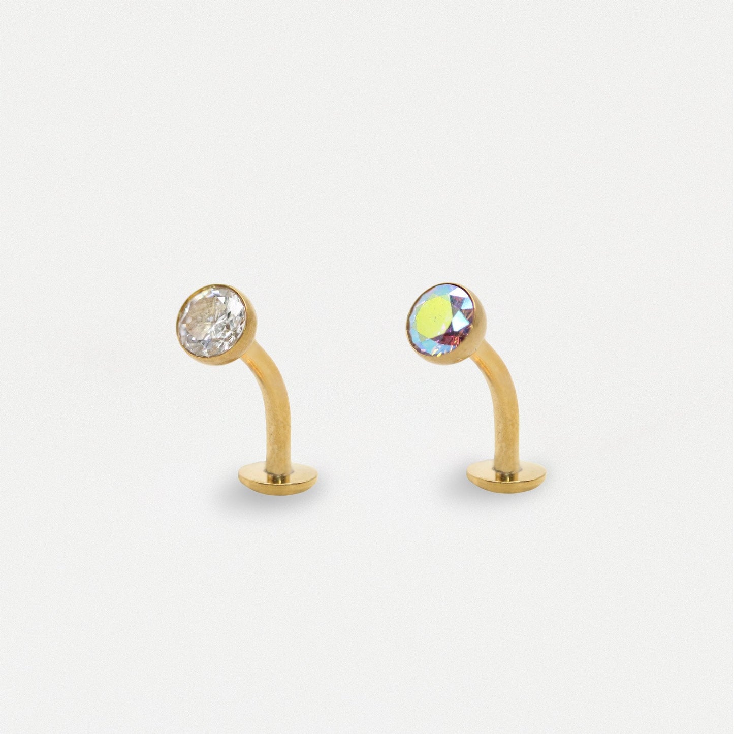 Gold PVD Titanium Jewel Floating Belly Bar