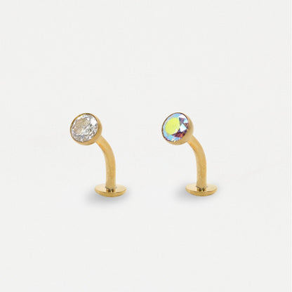 Gold PVD Titanium Jewel Floating Belly Bar