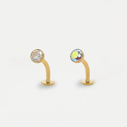 Gold PVD Titanium Jewel Floating Belly Bar