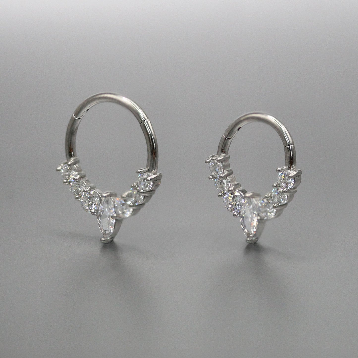 Steel Radiant Navette Segment Ring - 1.2mm