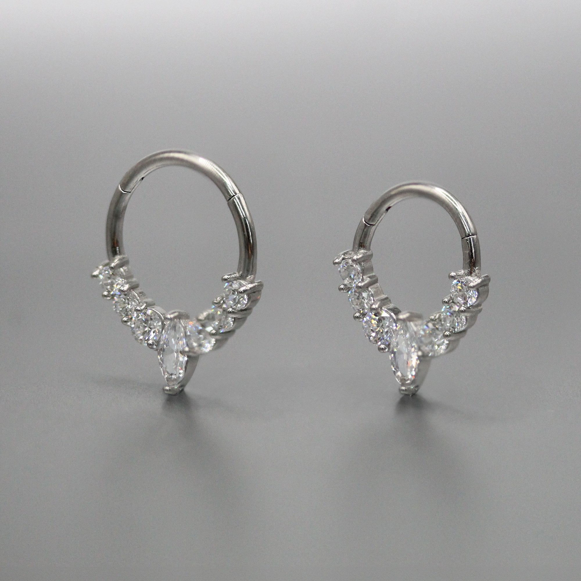 Steel Radiant Navette Segment Ring - 1.2mm