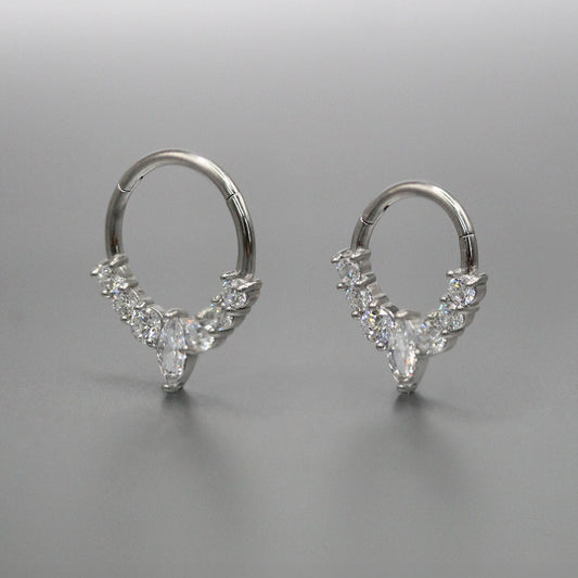 Steel Radiant Navette Segment Ring - 1.2mm