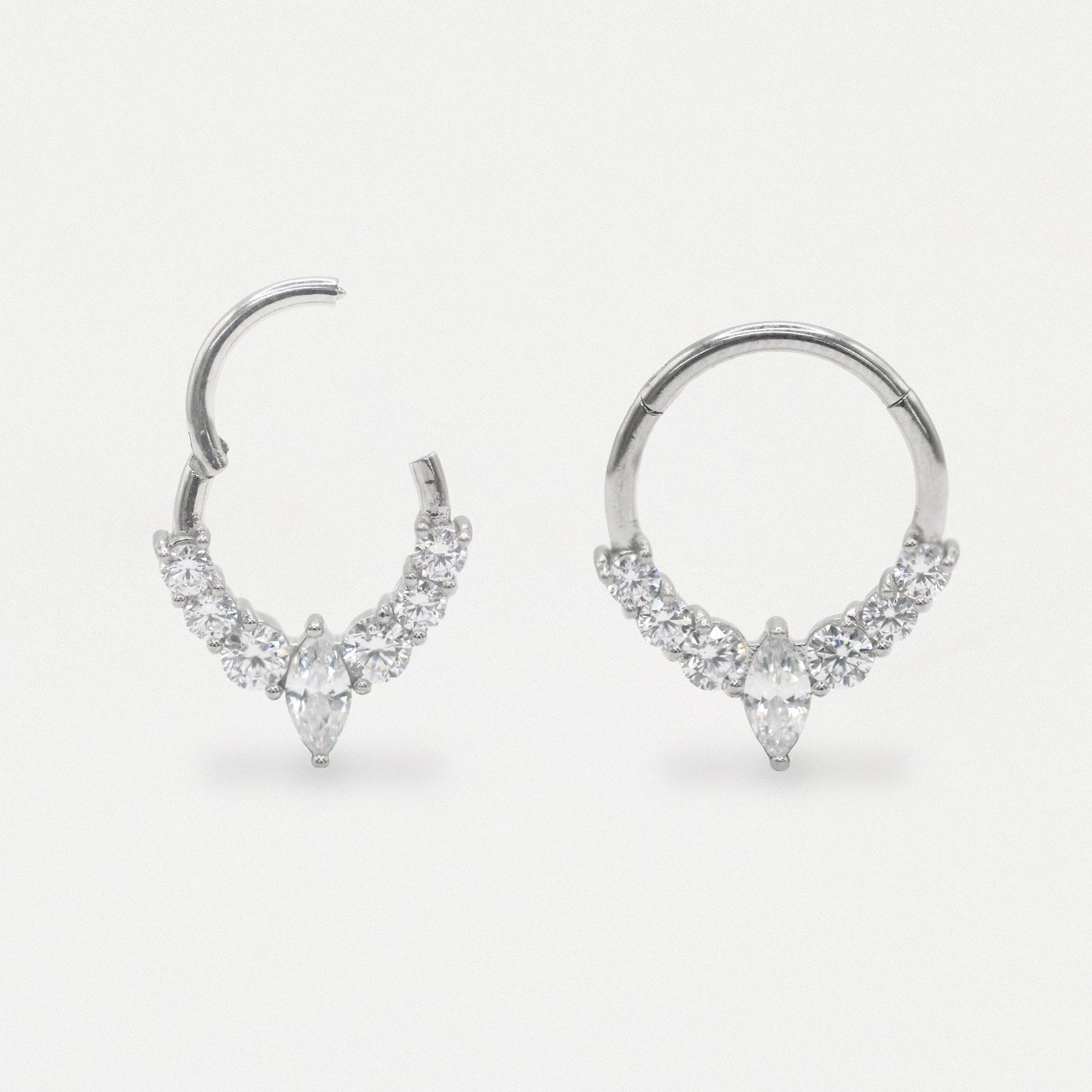 Steel Radiant Navette Segment Ring - 1.2mm