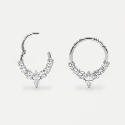 Steel Radiant Navette Segment Ring - 1.2mm