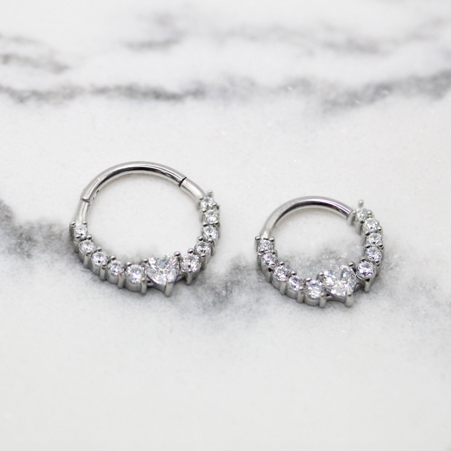 Steel Eternity Heart Hinged Ring - 1.2mm