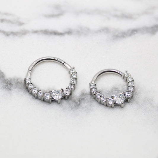 Steel Eternity Heart Hinged Ring - 1.2mm