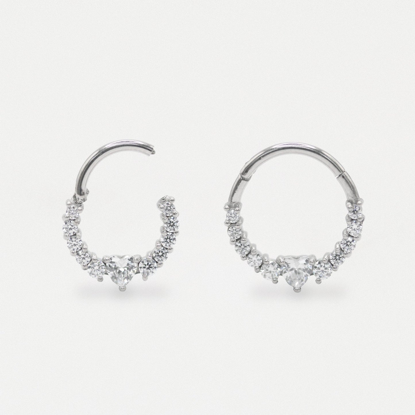 Steel Eternity Heart Hinged Ring - 1.2mm