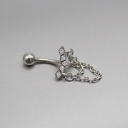 Steel Cascade Chain Navel Bar