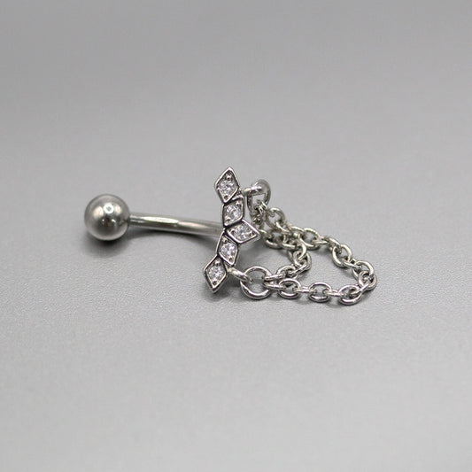 Steel Cascade Chain Navel Bar