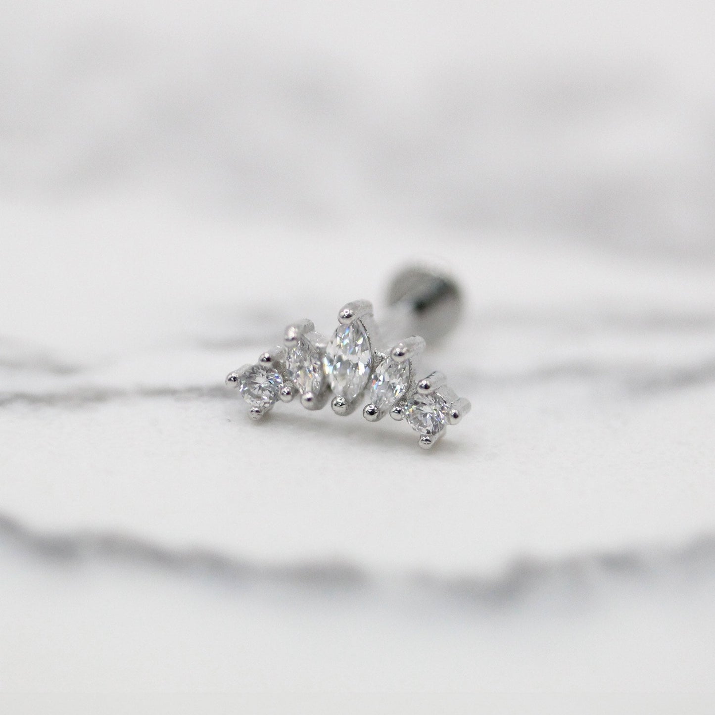 Steel Crown Jewel Labret - Internally Threaded