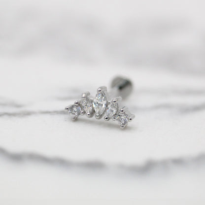 Steel Crown Jewel Labret - Internally Threaded