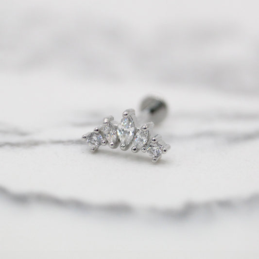 Steel Crown Jewel Labret - Internally Threaded