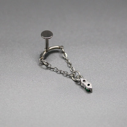 Steel Emerald Drop Helix Earring - Internally Threaded