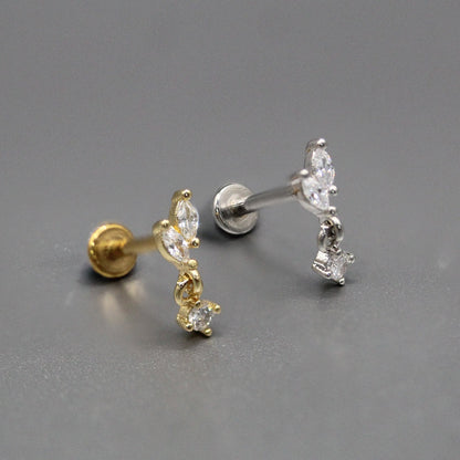 Steel Teardrops Labret - Internally Threaded