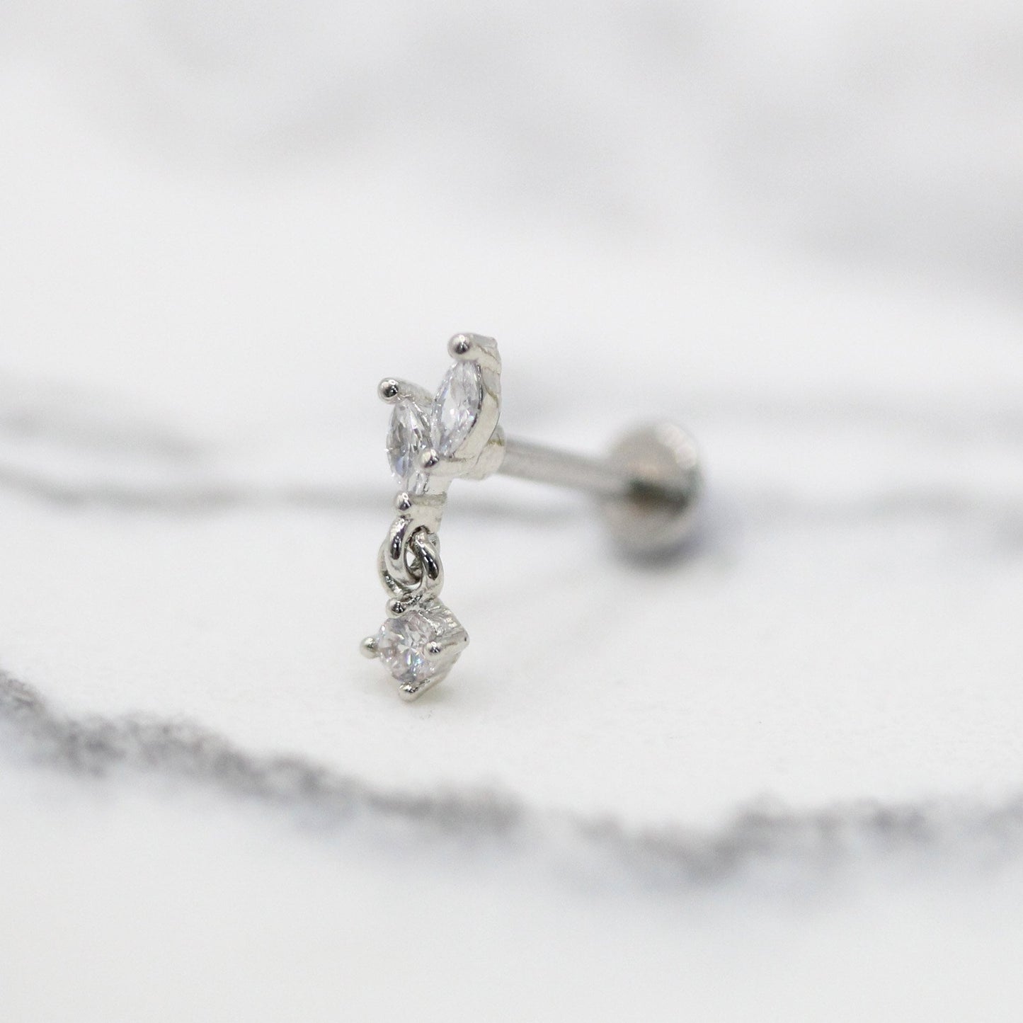 Steel Teardrops Labret - Internally Threaded