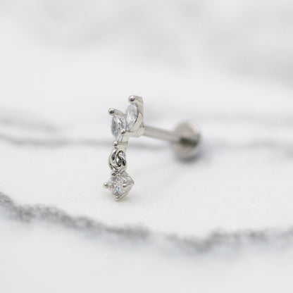 Steel Teardrops Labret - Internally Threaded