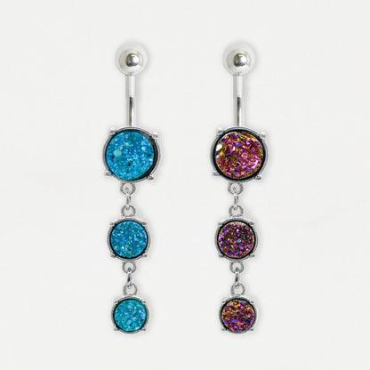 Steel Opal Drop Belly Bar