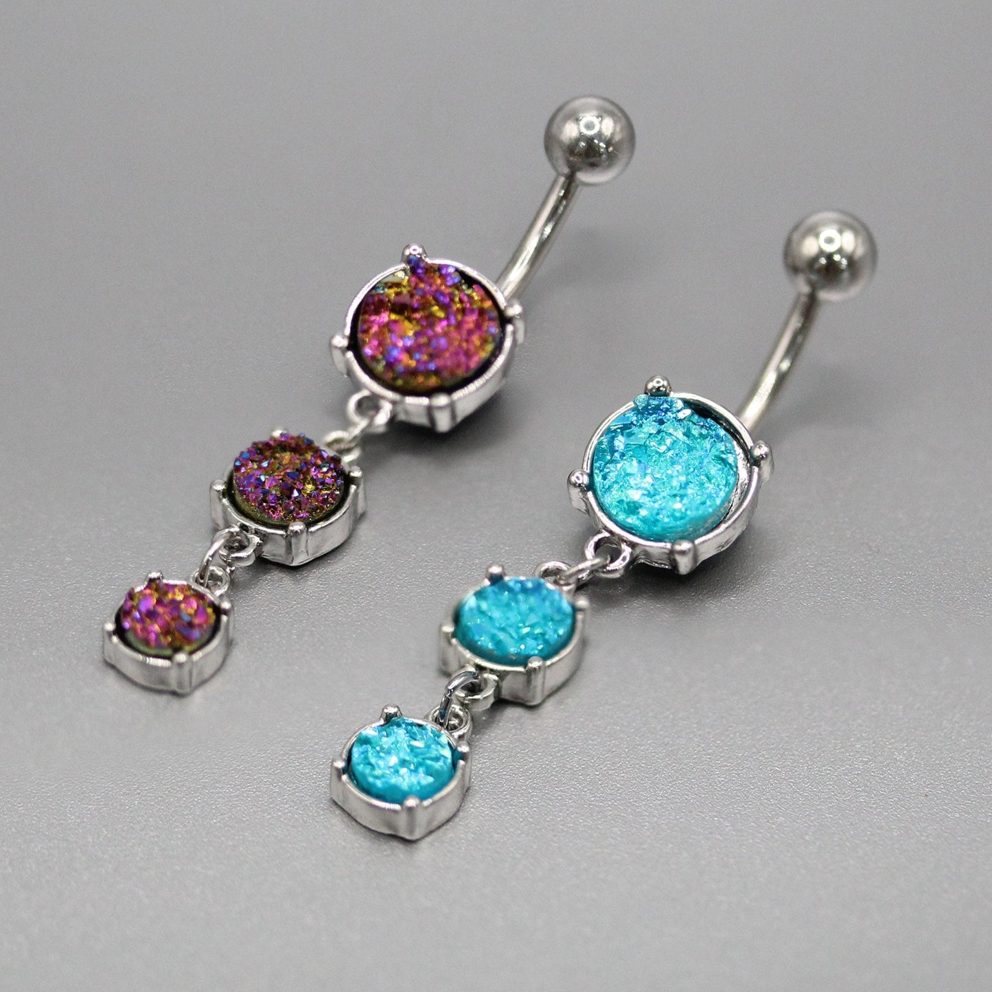 Steel Opal Drop Belly Bar