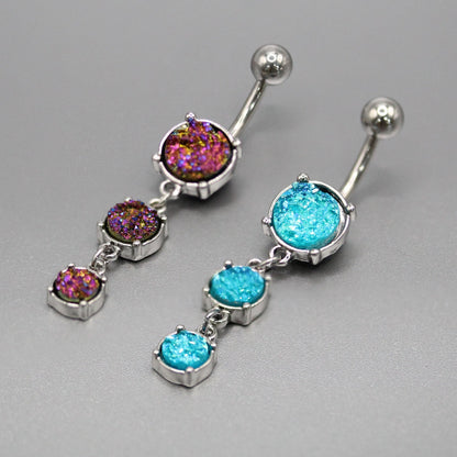 Steel Opal Drop Belly Bar