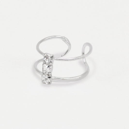 Sterling Silver Crystal Ear Cuff