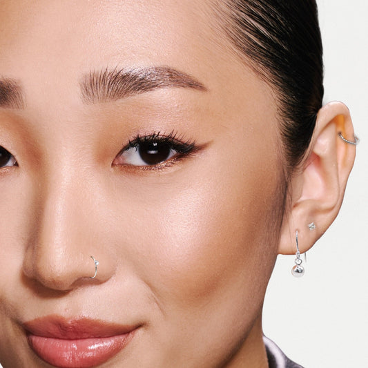 Silver Sphere Drop Earrings