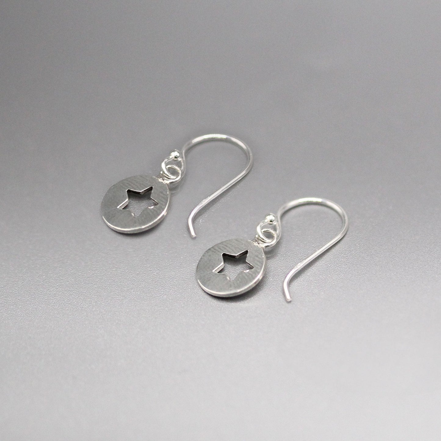 Silver Star Drop Earrings