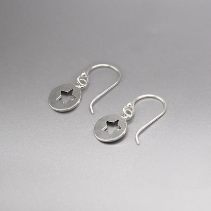 Silver Star Drop Earrings