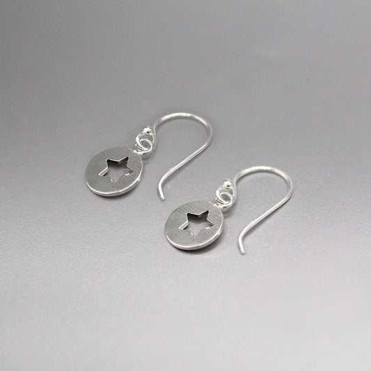 Silver Star Drop Earrings