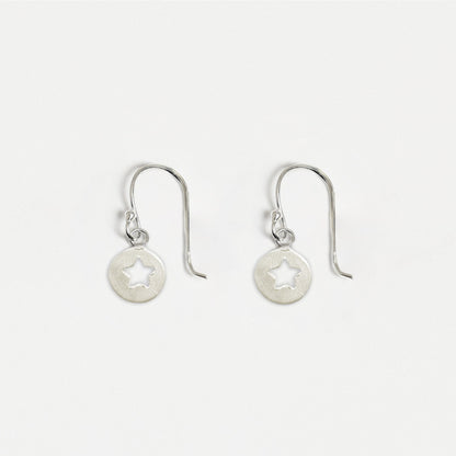 Silver Star Drop Earrings