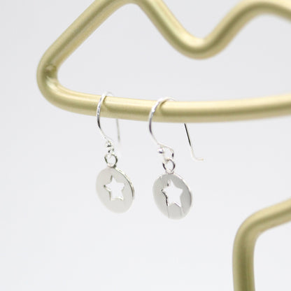 Silver Star Drop Earrings