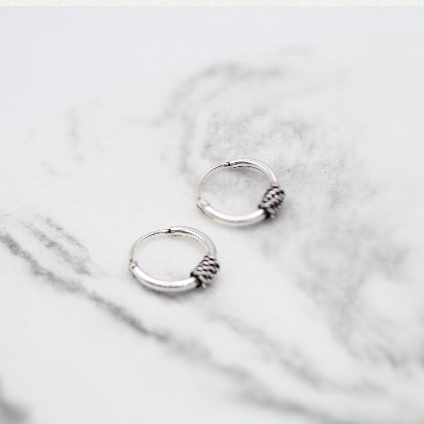 Silver Candi Dasa Bali Hoops - 10mm