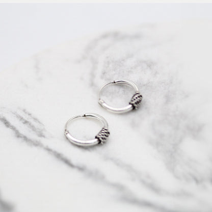 Silver Candi Dasa Bali Hoops - 10mm