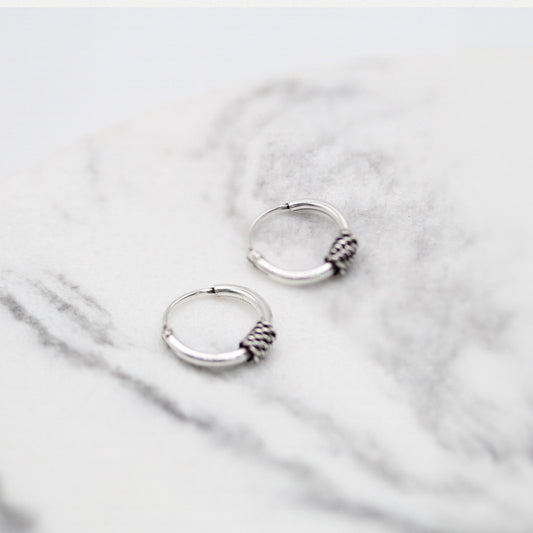 Silver Candi Dasa Bali Hoops - 10mm