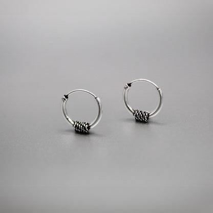 Silver Candi Dasa Bali Hoops - 10mm