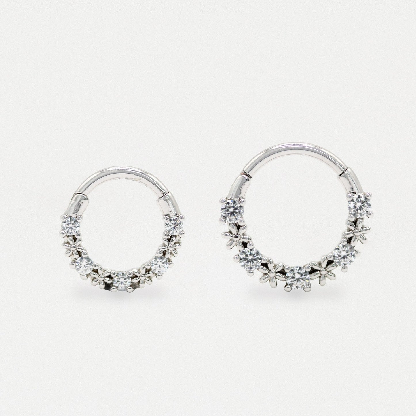 Steel Flower Hinged Segment Ring - 1.2mm