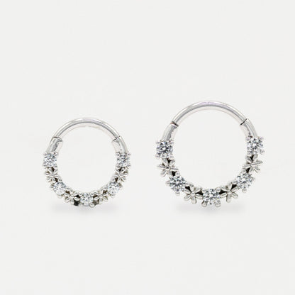Steel Flower Hinged Segment Ring - 1.2mm