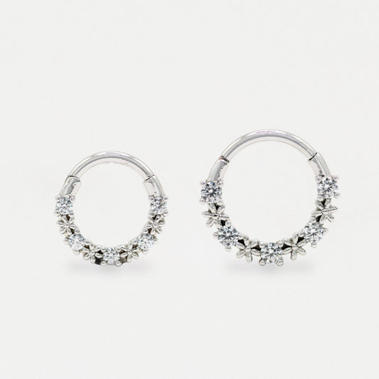 Steel Flower Hinged Segment Ring - 1.2mm